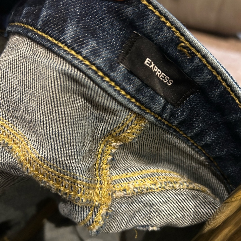 Express Dark Blue High Rise Jeans - Picture 2 of 5